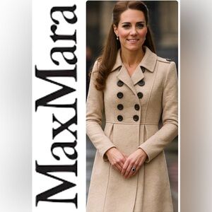 - Max Mara jacquard empire waist doubled breasted coat